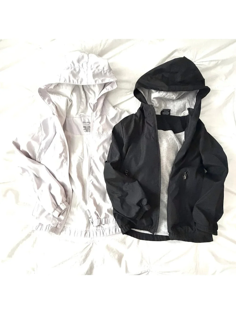 Little Bipsy Black and White Zip Up Windbreakers